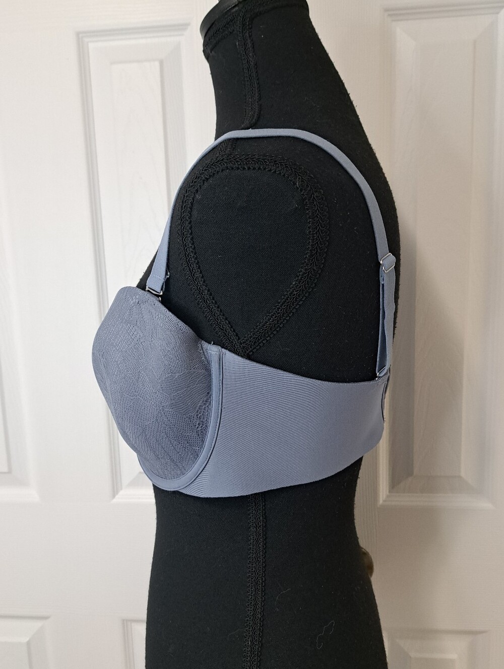 La Vie En Rose Lace Bra Womens Size 38D Blue Gray Adjustable Strapless Feminine - Picture 4 of 13